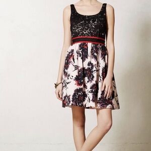 Peter Som for Made in Kind-  Beaded/Lace A-Line Floral Mini Dress - size 4